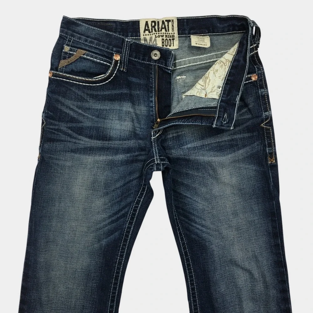 Ariat M4 Low Rise Boot Cut Jeans Mens 32x38 Dark Wash Stretch Western Denim